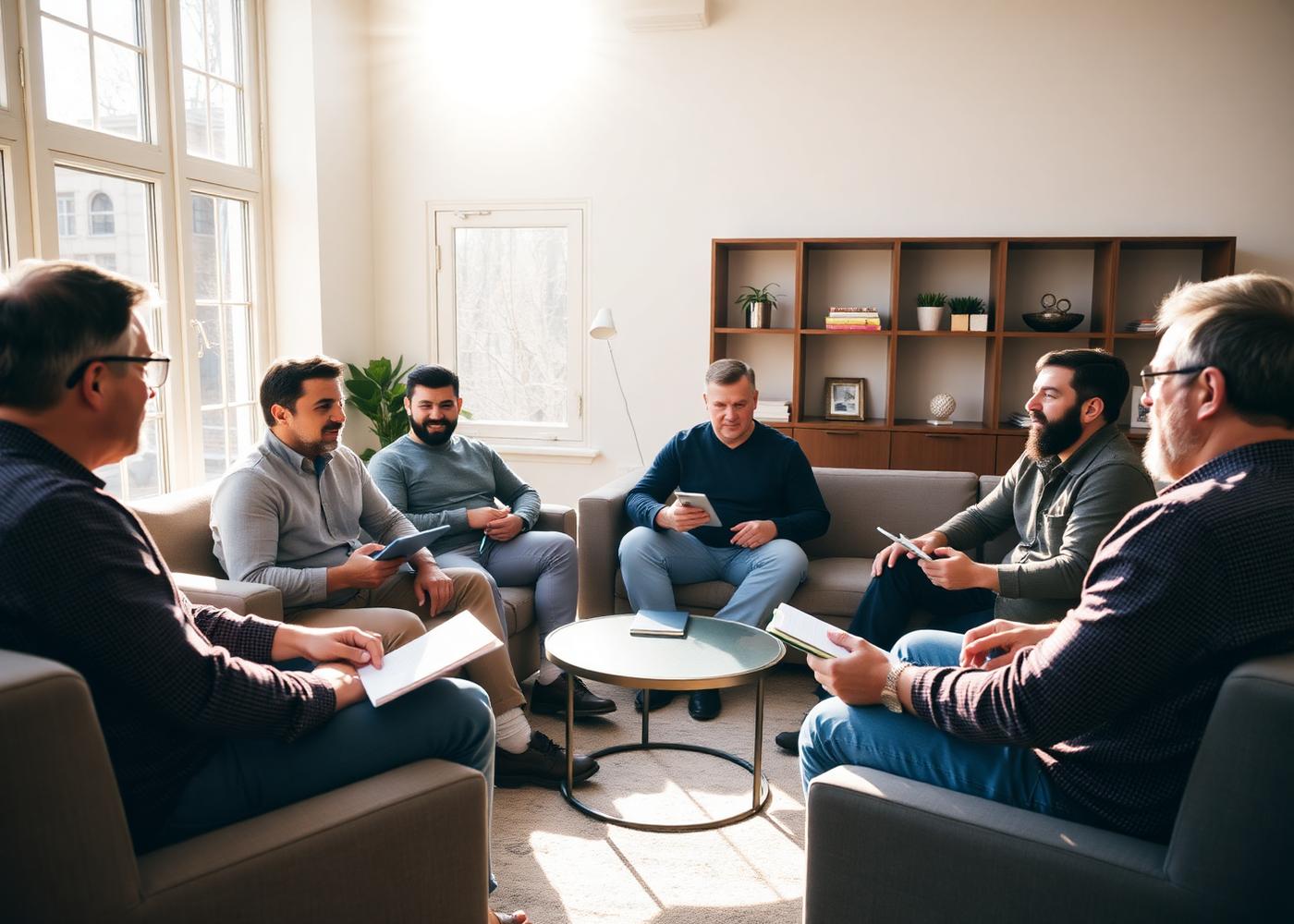 Group of men in a life-skills and financial literacy meeting